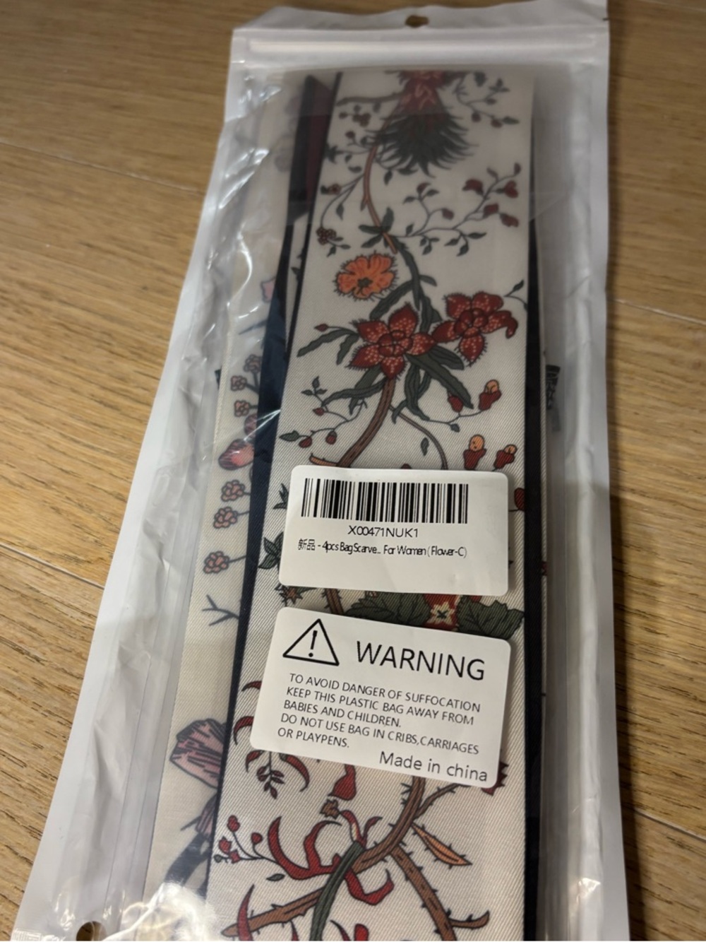 Floral Print Long Scarf in Cream and Red